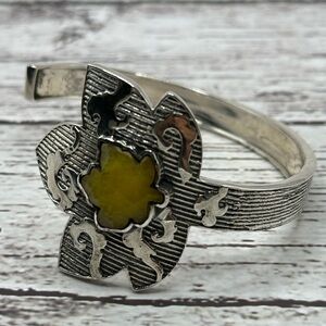Silver 925 and Yellow Citrine Floral Women's Bracelet